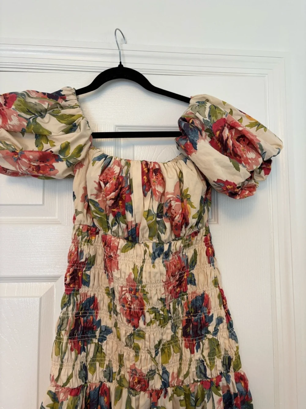 Abercrombie Floral Smocked Off Shoulder Maxi Dress Size Small Wedding Guest